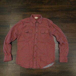Faherty Red & Gray Gingham Button Front Shirt L